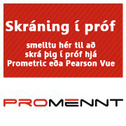 Skráning í próf hjá Prometric eða Pearson Vue